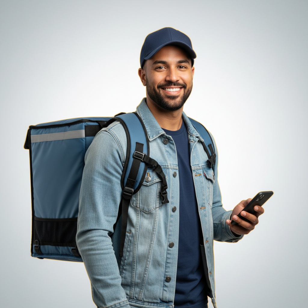 Entregador com mochila de entregas